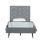 Manhattan Comfort Crosby Modern Velvet Upholstered Twin Bed in Gray