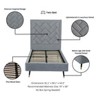 Manhattan Comfort Crosby Modern Velvet Upholstered Twin Bed in Gray