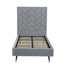 Manhattan Comfort Crosby Modern Velvet Upholstered Twin Bed in Gray