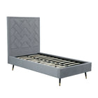 Manhattan Comfort Crosby Modern Velvet Upholstered Twin Bed in Gray