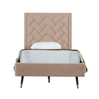 Manhattan Comfort Crosby Modern Velvet Upholstered Twin Bed in Nude