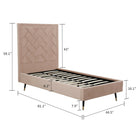Manhattan Comfort Crosby Modern Velvet Upholstered Twin Bed in Nude