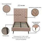 Manhattan Comfort Crosby Modern Velvet Upholstered Twin Bed in Nude