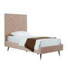 Manhattan Comfort Crosby Modern Velvet Upholstered Twin Bed in Nude