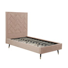 Manhattan Comfort Crosby Modern Velvet Upholstered Twin Bed in Nude