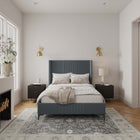 Manhattan Comfort Promenade Mid-Century Modern Velvet Upholstered Full Bed in Gray