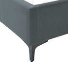 Manhattan Comfort Promenade Mid-Century Modern Velvet Upholstered Full Bed in Gray