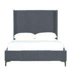 Manhattan Comfort Promenade Mid-Century Modern Velvet Upholstered Full Bed in Gray