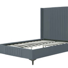 Manhattan Comfort Promenade Mid-Century Modern Velvet Upholstered Full Bed in Gray