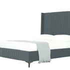 Manhattan Comfort Promenade Mid-Century Modern Velvet Upholstered Full Bed in Gray