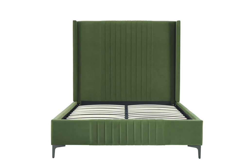 Manhattan Comfort Promenade Mid-Century Modern Velvet Upholstered Full Bed in Moss Green