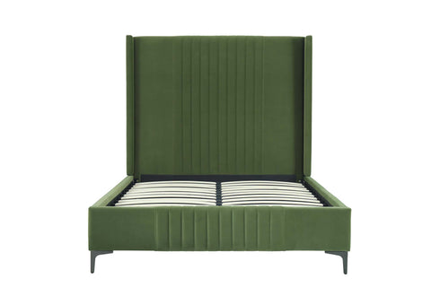Manhattan Comfort Promenade Mid-Century Modern Velvet Upholstered Full Bed in Moss Green