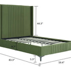 Manhattan Comfort Promenade Mid-Century Modern Velvet Upholstered Full Bed in Moss Green