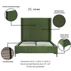 Manhattan Comfort Promenade Mid-Century Modern Velvet Upholstered Full Bed in Moss Green