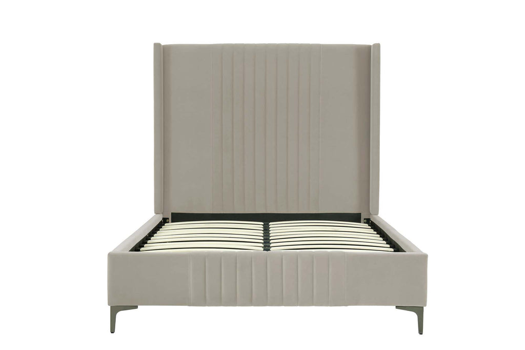 Manhattan Comfort Promenade Mid-Century Modern Velvet Upholstered Full Bed in Rustic Taupe