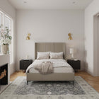 Manhattan Comfort Promenade Mid-Century Modern Velvet Upholstered Full Bed in Rustic Taupe
