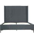 Manhattan Comfort Promenade Mid-Century Modern Velvet Upholstered Queen Bed in Gray