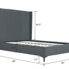 Manhattan Comfort Promenade Mid-Century Modern Velvet Upholstered Queen Bed in Gray