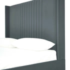 Manhattan Comfort Promenade Mid-Century Modern Velvet Upholstered Queen Bed in Gray