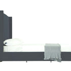 Manhattan Comfort Promenade Mid-Century Modern Velvet Upholstered Queen Bed in Gray