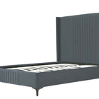 Manhattan Comfort Promenade Mid-Century Modern Velvet Upholstered Queen Bed in Gray
