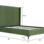 Manhattan Comfort Promenade Mid-Century Modern Velvet Upholstered Queen Bed in Moss Green