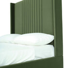 Manhattan Comfort Promenade Mid-Century Modern Velvet Upholstered Queen Bed in Moss Green