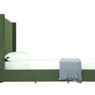 Manhattan Comfort Promenade Mid-Century Modern Velvet Upholstered Queen Bed in Moss Green