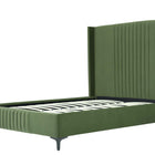 Manhattan Comfort Promenade Mid-Century Modern Velvet Upholstered Queen Bed in Moss Green