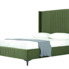 Manhattan Comfort Promenade Mid-Century Modern Velvet Upholstered Queen Bed in Moss Green