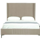Manhattan Comfort Promenade Mid-Century Modern Velvet Upholstered Queen Bed in Rustic Taupe