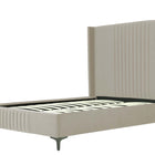 Manhattan Comfort Promenade Mid-Century Modern Velvet Upholstered Queen Bed in Rustic Taupe