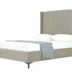 Manhattan Comfort Promenade Mid-Century Modern Velvet Upholstered Queen Bed in Rustic Taupe