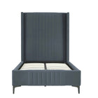 Manhattan Comfort Promenade Mid-Century Modern Velvet Upholstered Twin Bed in Gray