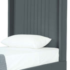 Manhattan Comfort Promenade Mid-Century Modern Velvet Upholstered Twin Bed in Gray