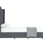 Manhattan Comfort Promenade Mid-Century Modern Velvet Upholstered Twin Bed in Gray