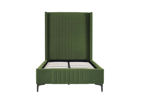 Manhattan Comfort Promenade Mid-Century Modern Velvet Upholstered Twin Bed in Moss Green