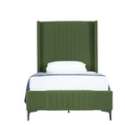 Manhattan Comfort Promenade Mid-Century Modern Velvet Upholstered Twin Bed in Moss Green