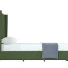 Manhattan Comfort Promenade Mid-Century Modern Velvet Upholstered Twin Bed in Moss Green
