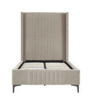 Manhattan Comfort Promenade Mid-Century Modern Velvet Upholstered Twin Bed in Rustic Taupe