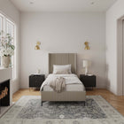 Manhattan Comfort Promenade Mid-Century Modern Velvet Upholstered Twin Bed in Rustic Taupe
