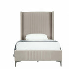 Manhattan Comfort Promenade Mid-Century Modern Velvet Upholstered Twin Bed in Rustic Taupe