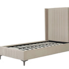 Manhattan Comfort Promenade Mid-Century Modern Velvet Upholstered Twin Bed in Rustic Taupe