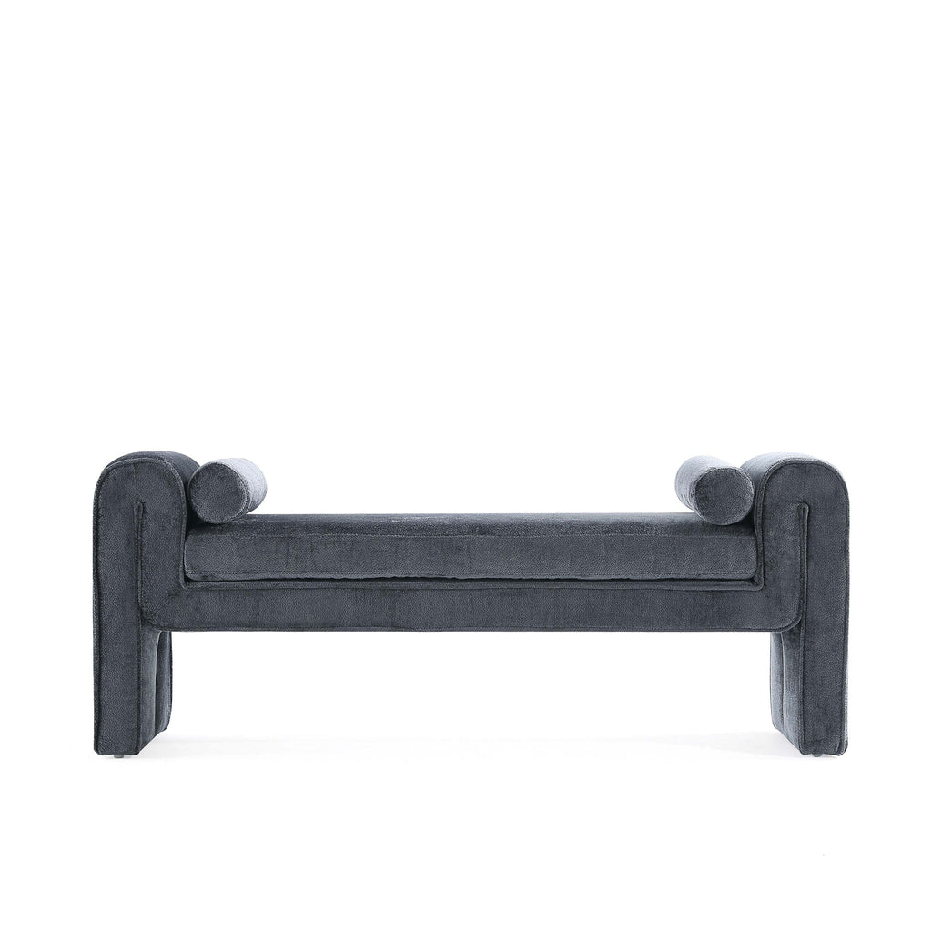 Manhattan Comfort Concord Modern Glam Chenille Accent Bench in Black