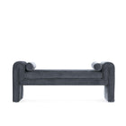 Manhattan Comfort Concord Modern Glam Chenille Accent Bench in Black
