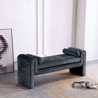 Manhattan Comfort Concord Modern Glam Chenille Accent Bench in Black