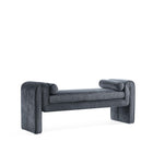Manhattan Comfort Concord Modern Glam Chenille Accent Bench in Black