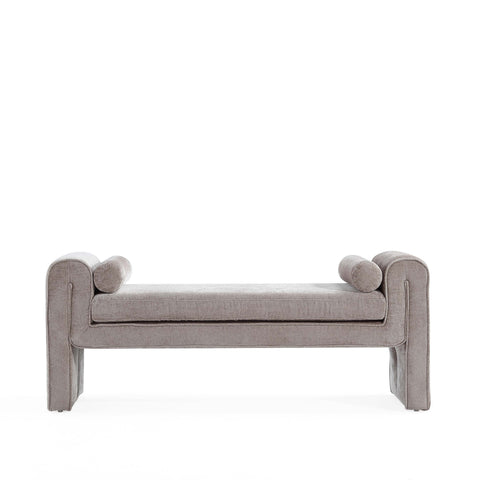 Manhattan Comfort Concord Modern Glam Chenille Accent Bench in Dove