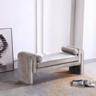 Manhattan Comfort Concord Modern Glam Chenille Accent Bench in Dove