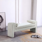 Manhattan Comfort Concord Modern Glam Chenille Accent Bench in Ivory